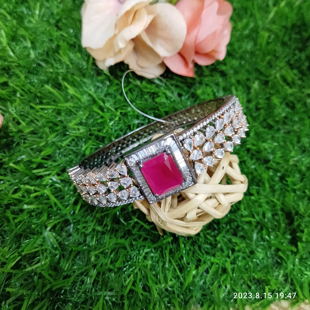 Sunflower Fashion Jewellery Black Oxidised Plated AD Stone Openable Ka