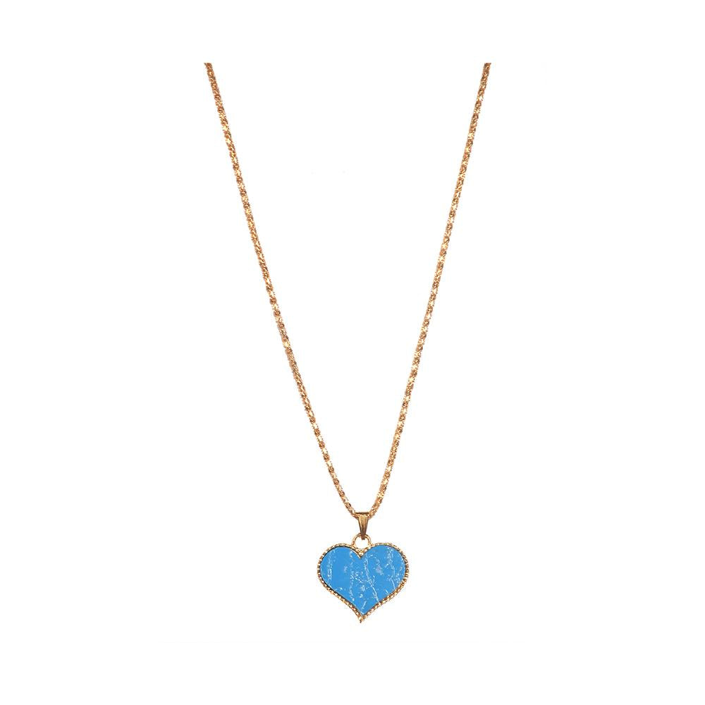 Urthn Gold Plated Red Heart Shape Chain Pendant - 1200826