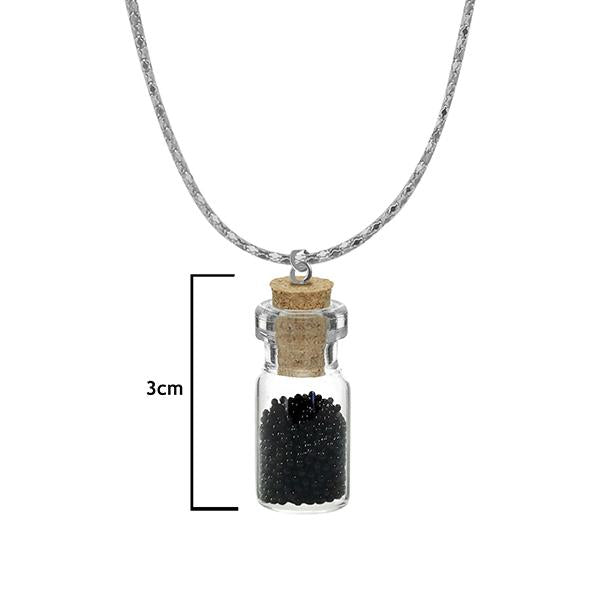 Urthn Black Beads Silver Plated Glass Chain Pendant - 1202428C