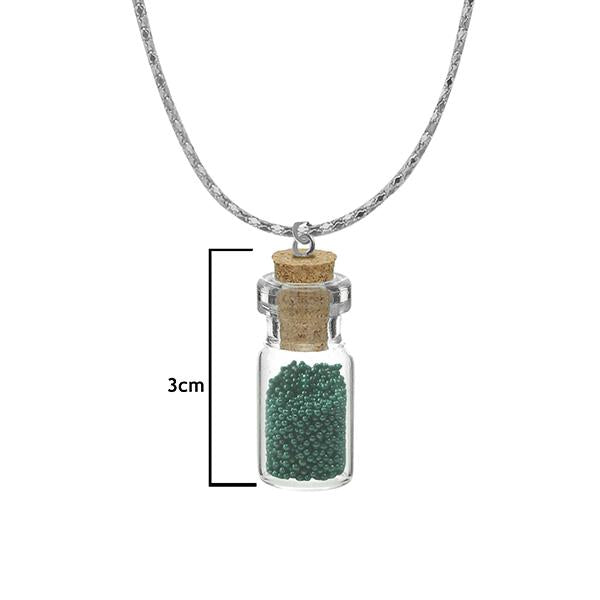 Urthn Green Beads Silver Plated Glass Chain Pandent - 1202428D
