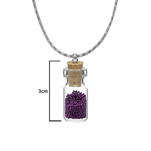 Urthn Purple Beads Silver Plated Glass Chain Pendant - 1202428E