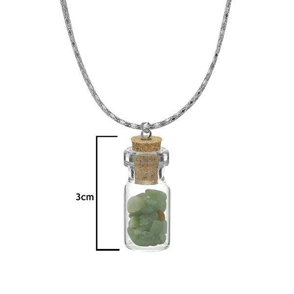 Urthn Green Gem Stone Silver Plated Glass Chain Pendant - 1202433D