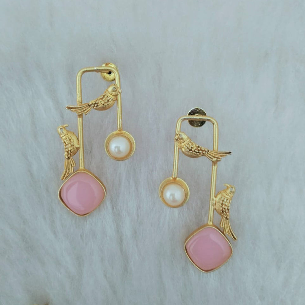 Marudhar Creations Gold Plated Matte Finish Dangler Earrings