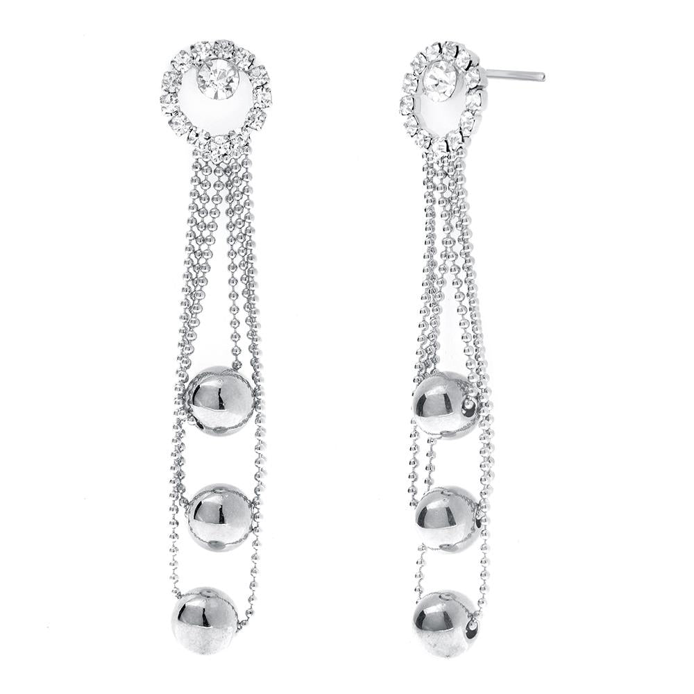 The99Jewel Stone Silver Plated Layering Dangler Earrings - 1301159