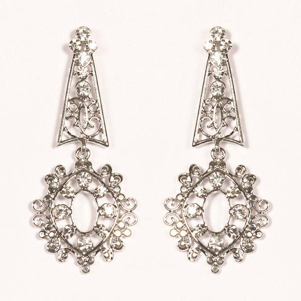 Urthn Austrian Stone Rhodium Plated Dangler Earrings - 1301632