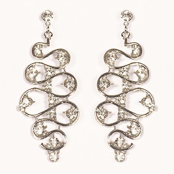 Urthn Austrian Stone Rhodium Plated Dangler Earrings - 1301634