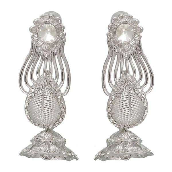 Kriaa Silver Plated White Austrian Stone Dangler Earrings - 1302206