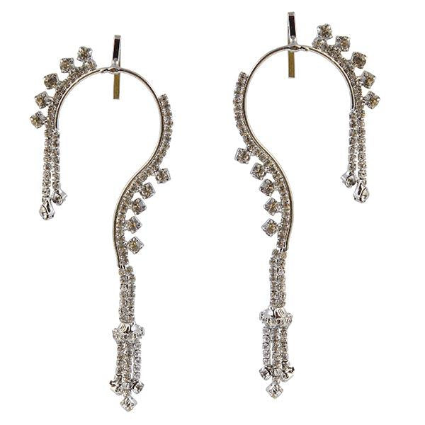 Tip Top Fashions White Austrian Stone Rhodium Plated Ear Cuff - 1303804