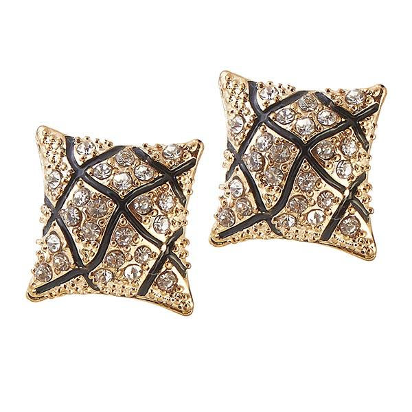 Urbana Black Meenakari Gold Plated Stud Earrings - 1306704