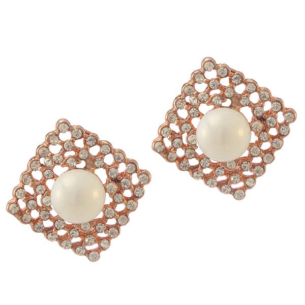 Urbana Glass Pearl Austrian Stone Stud Earrings 1306811