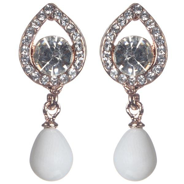 Urbana Glass Pearl Rose Gold Plated Dangler Earrings - 1306835