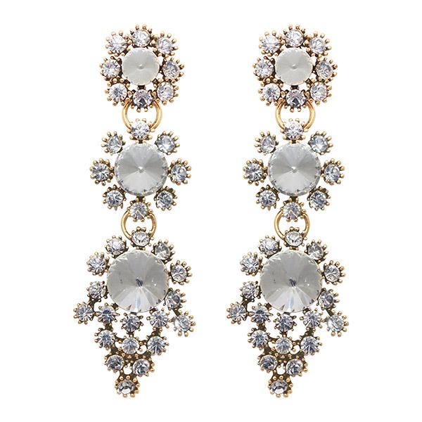 Jeweljunk Antique Gold Plated Austrian Stone Dangler Earrings - 1307729B