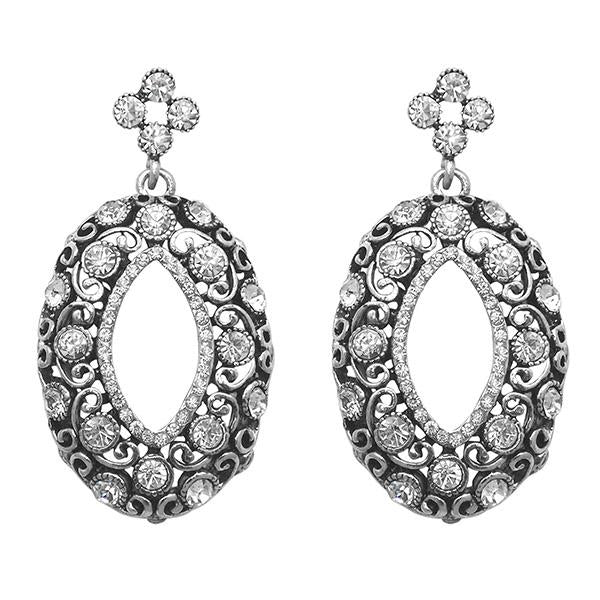 Jeweljunk Oxidised Plated Austrian Stone Dangler Earrings - 1307738A