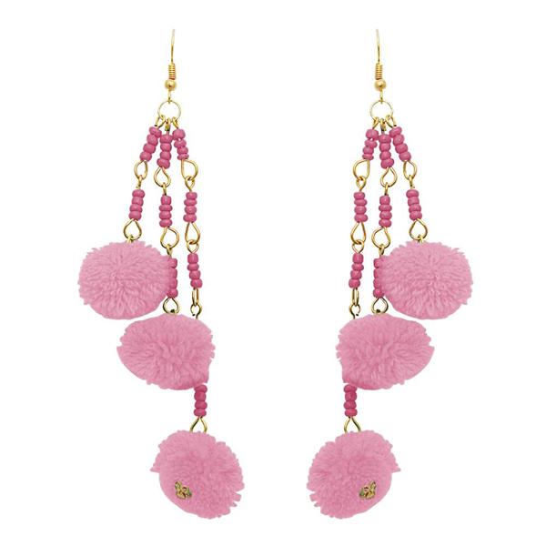 Jeweljunk Gold Plated Pink Thread Earrings - 1308302D