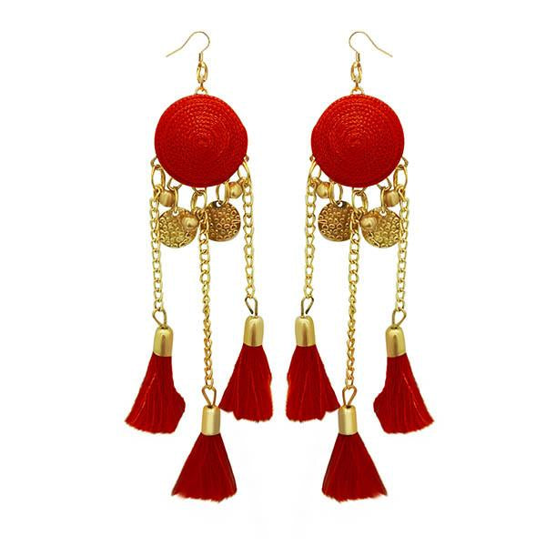 Jeweljunk Red Thread Gold Plated Earrings - 1308341I