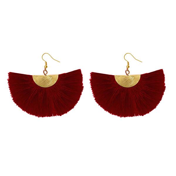 Jeweljunk Maroon Thread Gold Plated Earrings - 1308354E