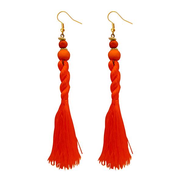 Jeweljunk Orange Beads Thread Earrings - 1308356A