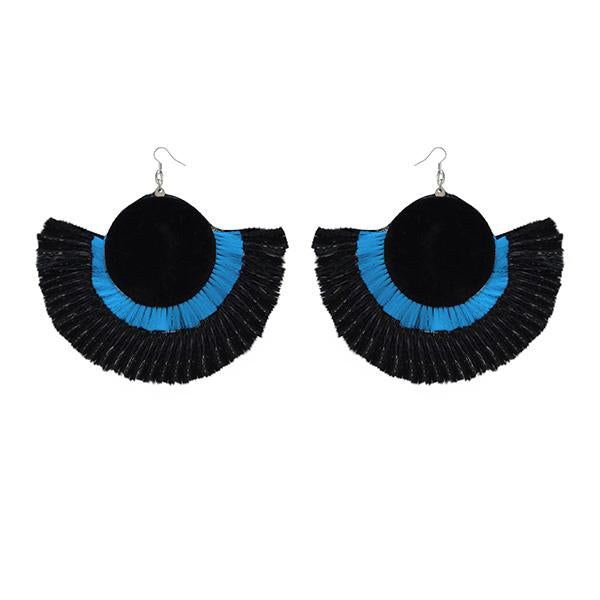 Tip Top Fashions Blue And Black Thread Earrings - 1308357A