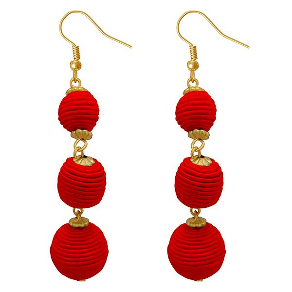 Jeweljunk Red Thread Gold Plated Dangler Earrings - 1308360A