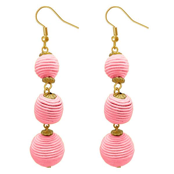 Jeweljunk Pink Thread Gold Plated Dangler Earrings - 1308360D