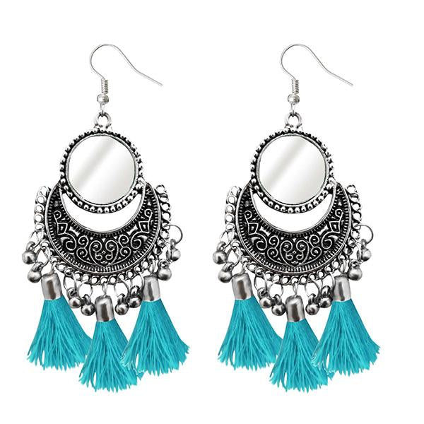 Jeweljunk Blue Thread Afghani Thread Earrings - 1308366B