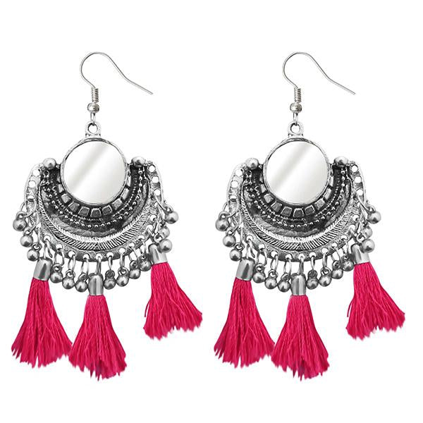 Jeweljunk Pink Thread Afghani Tassel Earrings - 1308366C