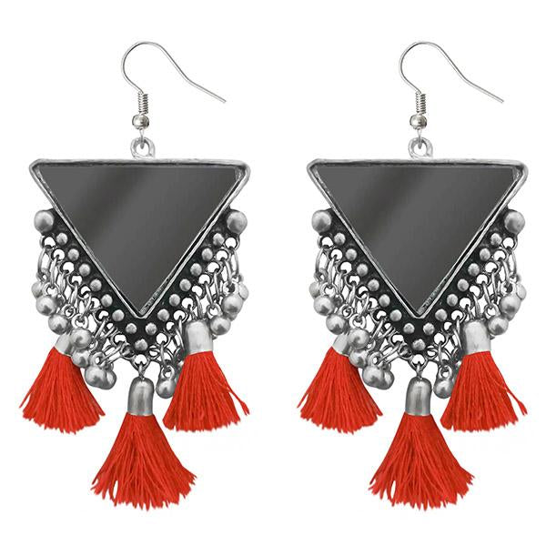 Jeweljunk Orange Thread Afghani Tassel Earrings - 1308374F