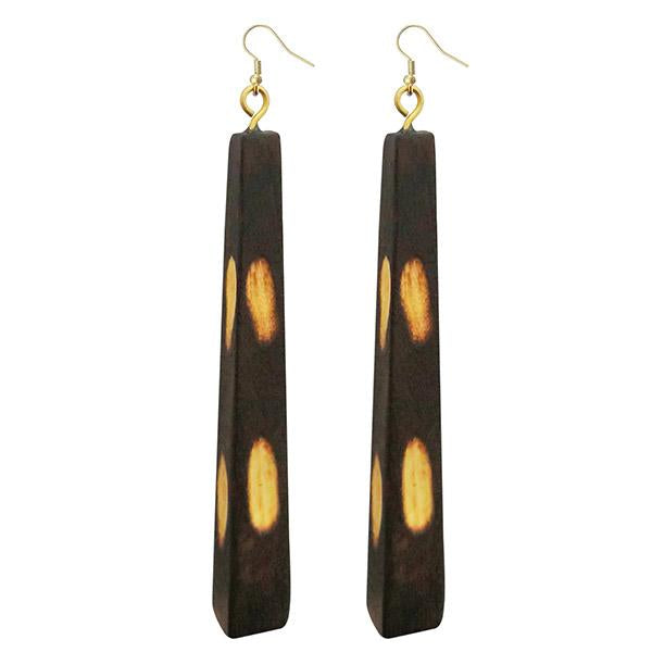 Tip Top Fashions Gold Plated Wodden Dangler Earrings - 1308377