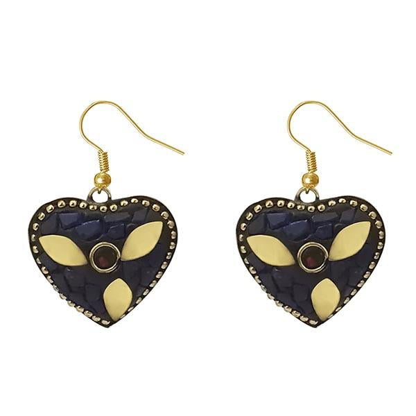 Urthn Purple Resin Stone Gold Plated Dangler Earrings - 1308386C