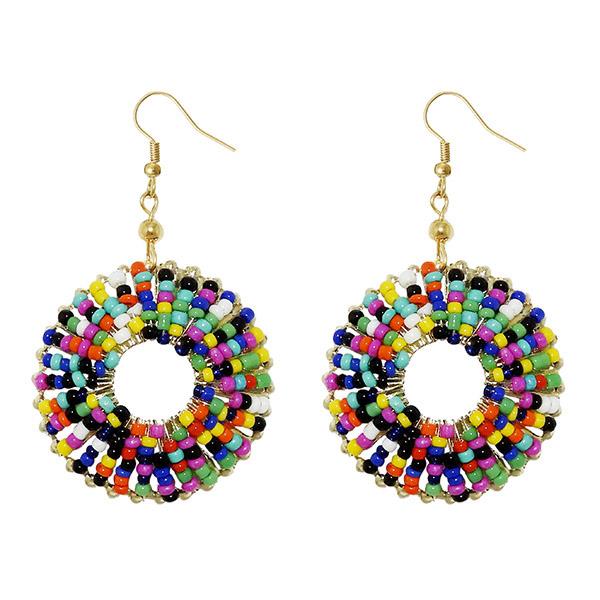 Jeweljunk Multi Beads Gold Plated Dangler Earrings - 1309019I