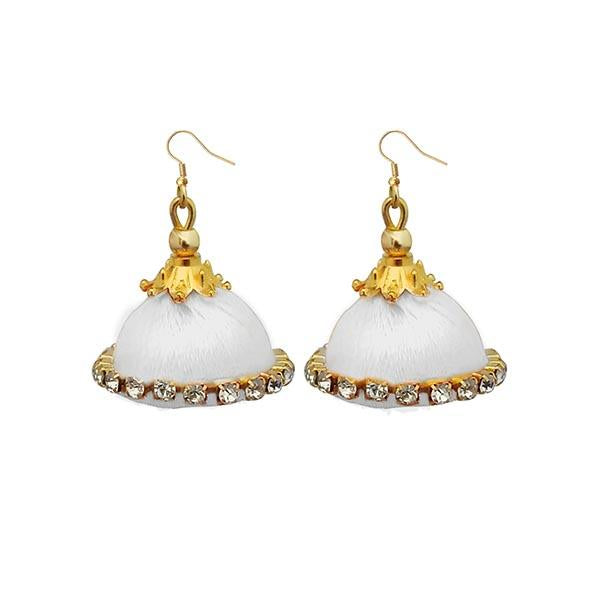 Jeweljunk White Thread Gold Plated Thread Earrings - 1309074R