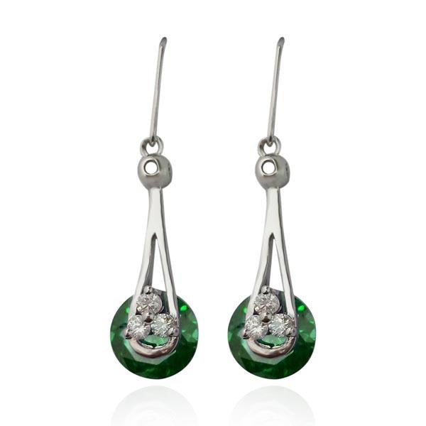 Kriaa Green Austrian Stone Dangler Earrings - 1309103A