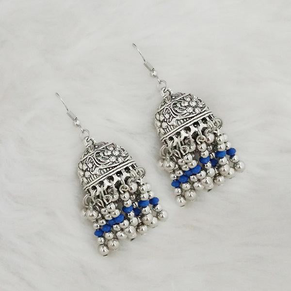 Jeweljunk Silver Beads Oxidised Jhumki Earrings - 1309342B