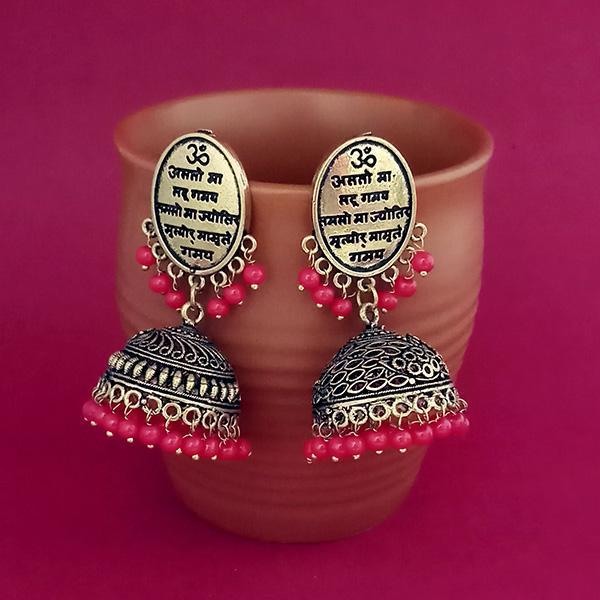 Jeweljunk Red Beads Gold Plated Jhumki Earrings - 1309383C