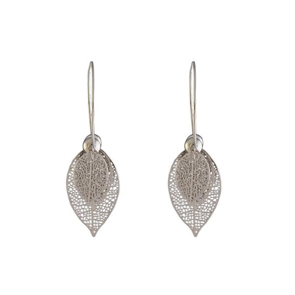 Urthn Silver Plated Leaf Shape Dangler Earrings - 1310655B