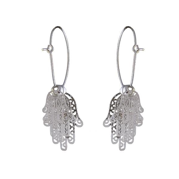 Urthn Silver Plated Hand Shapes Dangler Earrings - 1310657B