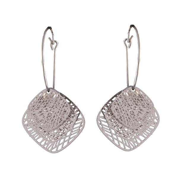 Urthn Silver Plated Square Shape Hoop Earrings - 1310665A