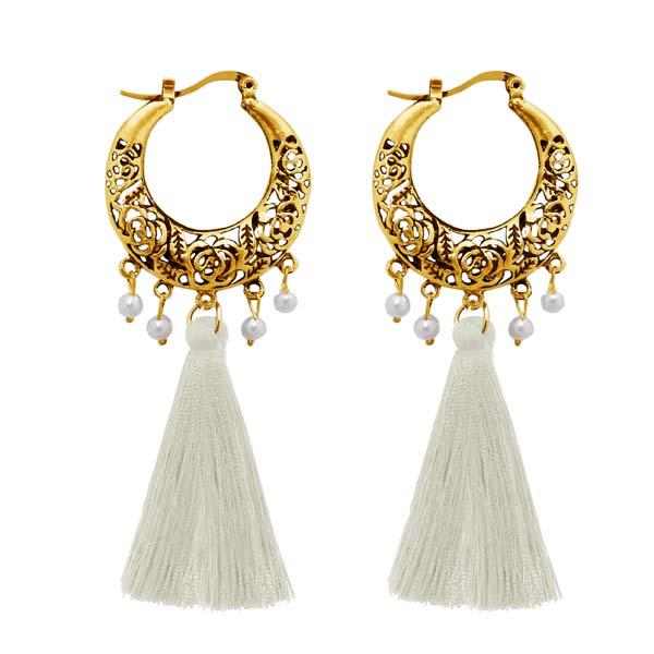 Jeweljunk White Thread Gold Plated Earrings - 1310955D