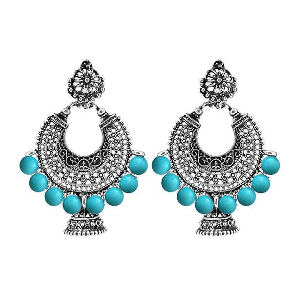Jeweljunk Rhodium Plated Beads Chandbali Earrings - 1311007F