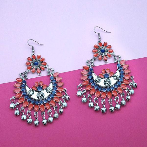 Jeweljunk Orange Meenakari Afghani Earrings - 1311054O