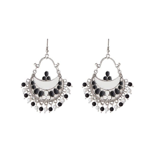 Jeweljunk Rhodium Plated Beads Afghani Earrings - 1311210E