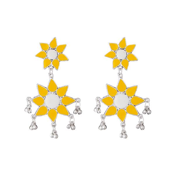 Jeweljunk Rhodium Plated Meenakari Afghani Earrings - 1311218J