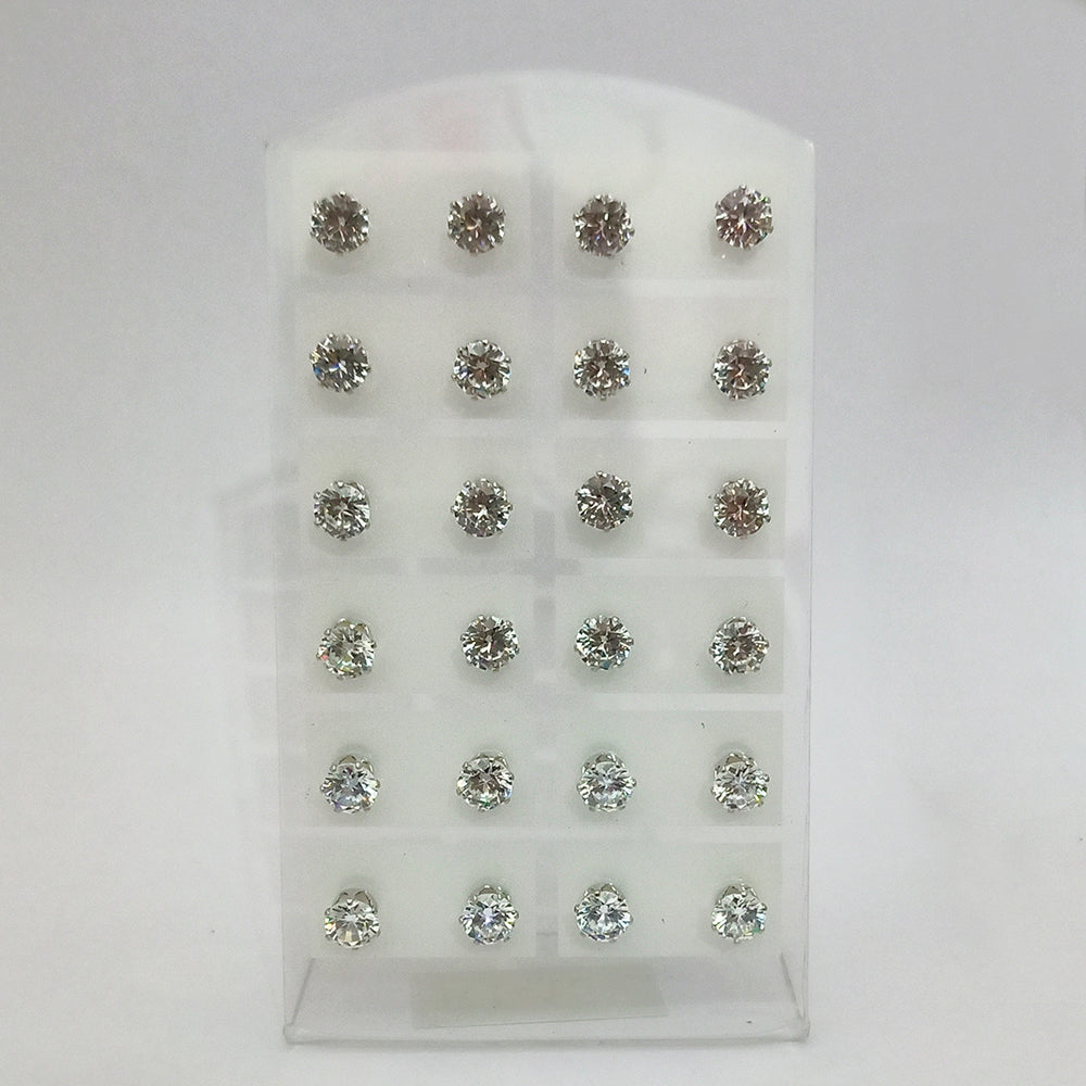 14Fashions Set of 12 CZ Stone Stud Earrings Combo