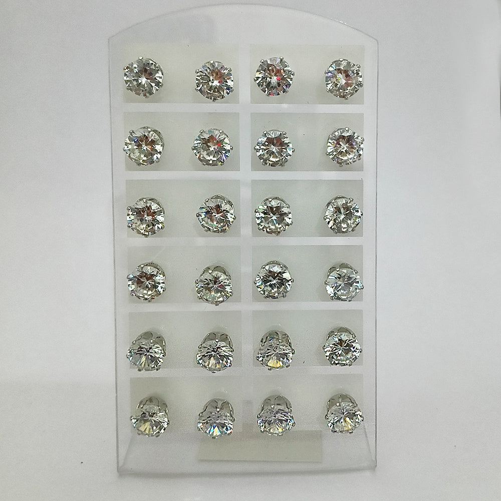 14Fashions Set of 12 CZ Stone Stud Earrings Combo