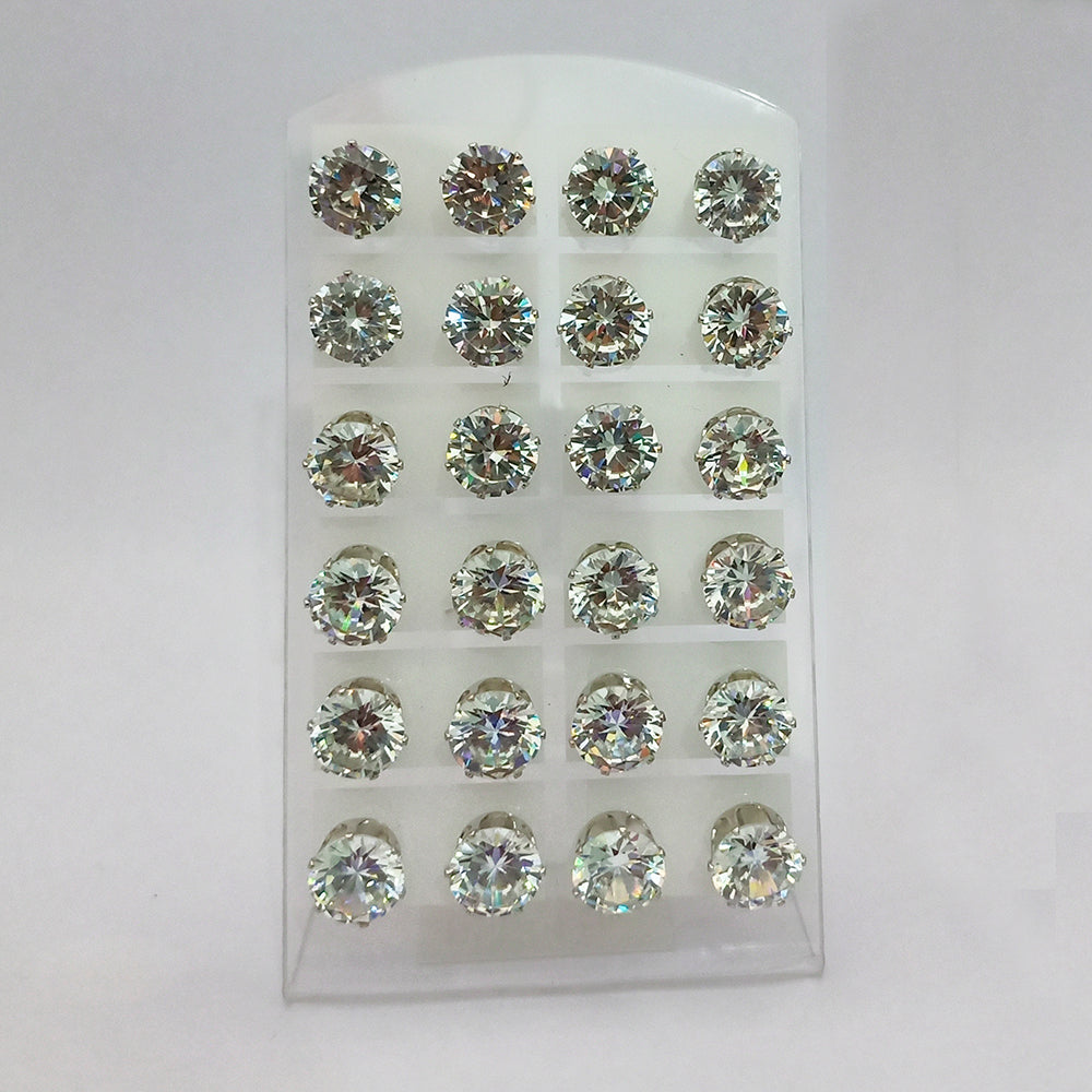 14Fashions Set of 12 CZ Stone Stud Earrings Combo