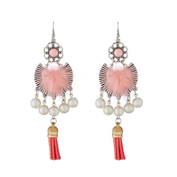 Jeweljunk Pink 2 Tone Plated Thread Earrings - 1312301B