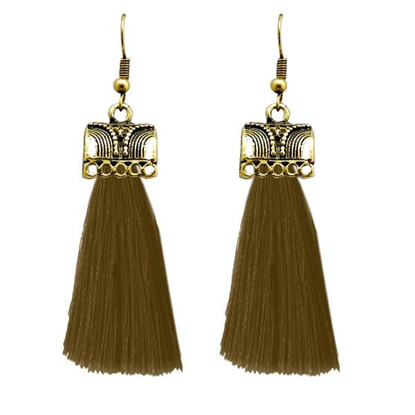 Jeweljunk Green Thread Silver Plated Earrings - 1312309B