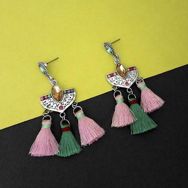 Jeweljunk Multi Austrian Stone Thread Earrings - 1312321D