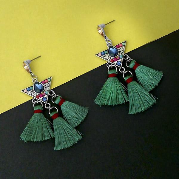 Jeweljunk Multi Austrian Stone Thread Earrings - 1312322D