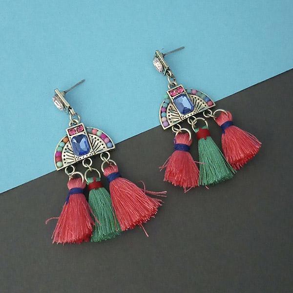 Jeweljunk Multi Austrian Stone Thread Earrings - 1312323D